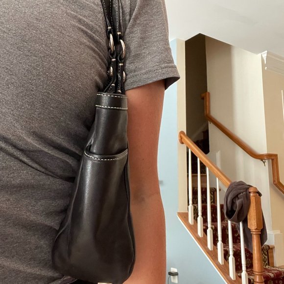 Coach Smooth Black Leather Tote/Shoulder Bag - Picture 4 of 5